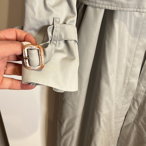 Burberry Sz 12L Vintage Burberrys Gray Trench Coat With Wool Zip Out Lining - Picture 6 of 16